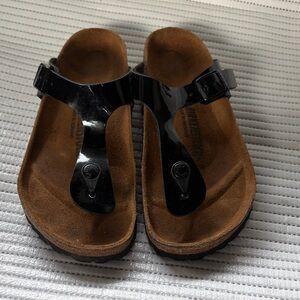 Birkenstock Black Patent Gizeh Thong Sandals